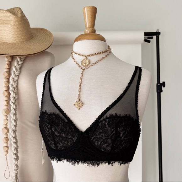 BLACK LUXE DAINTY BRA - Picture 3 of 3